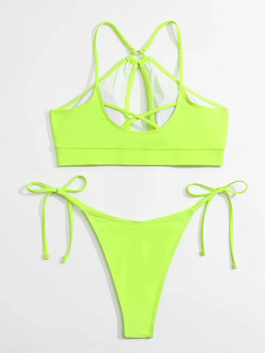 2026 Sexy Orange Bikini Hollow Out Push Up Two-Piece Swimsuit Women Halter Bandage Backless Thong Swimwear Summer Beachwear New