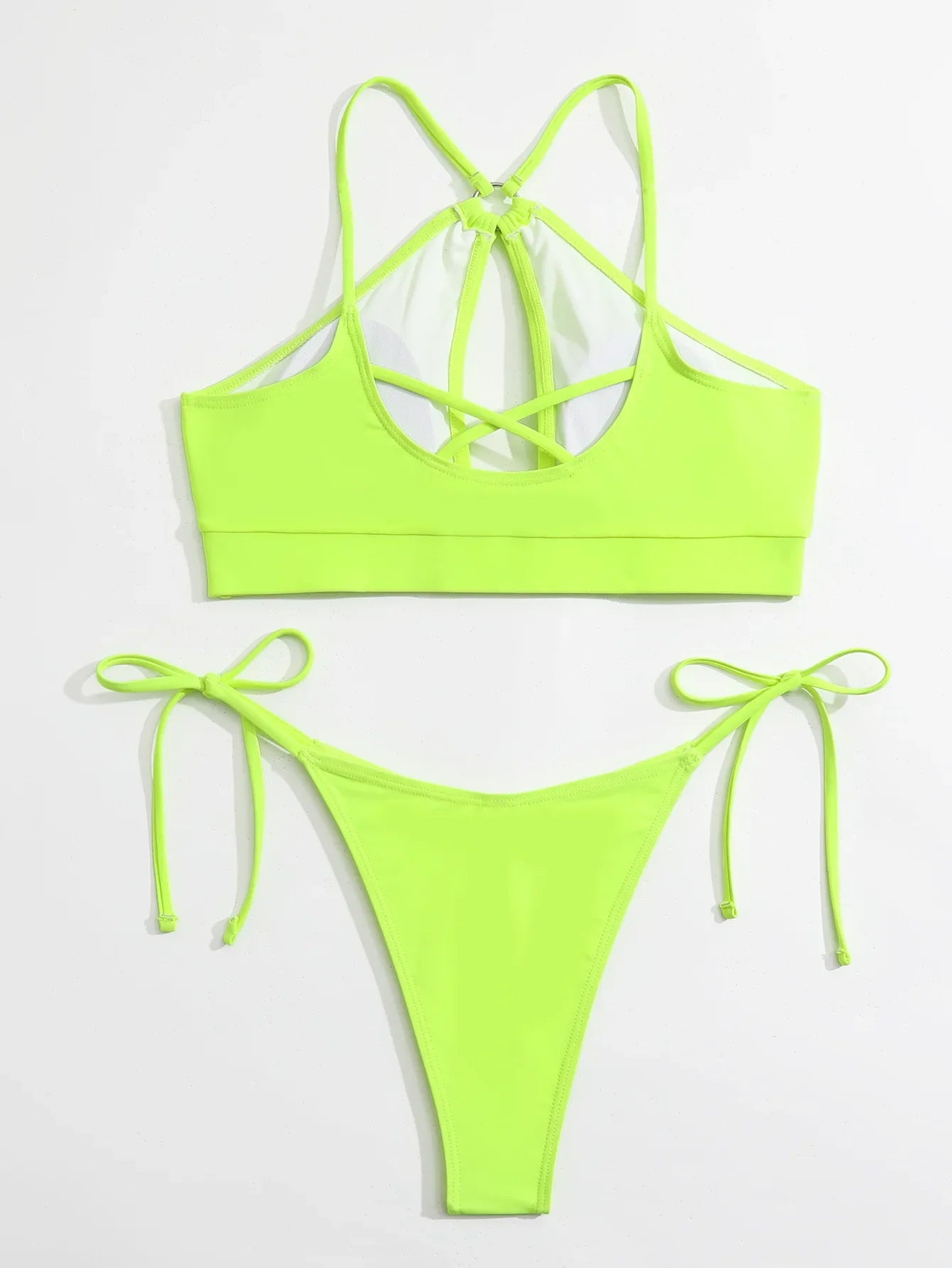2026 Sexy Orange Bikini Hollow Out Push Up Two-Piece Swimsuit Women Halter Bandage Backless Thong Swimwear Summer Beachwear New