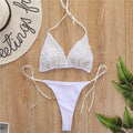 Halter Luxury Pearl Bikini Mini Micro Bikinis Female Swimsuit Women Swimwear Two-pieces Bikini Set Bather Bathing Suit Swim Lady