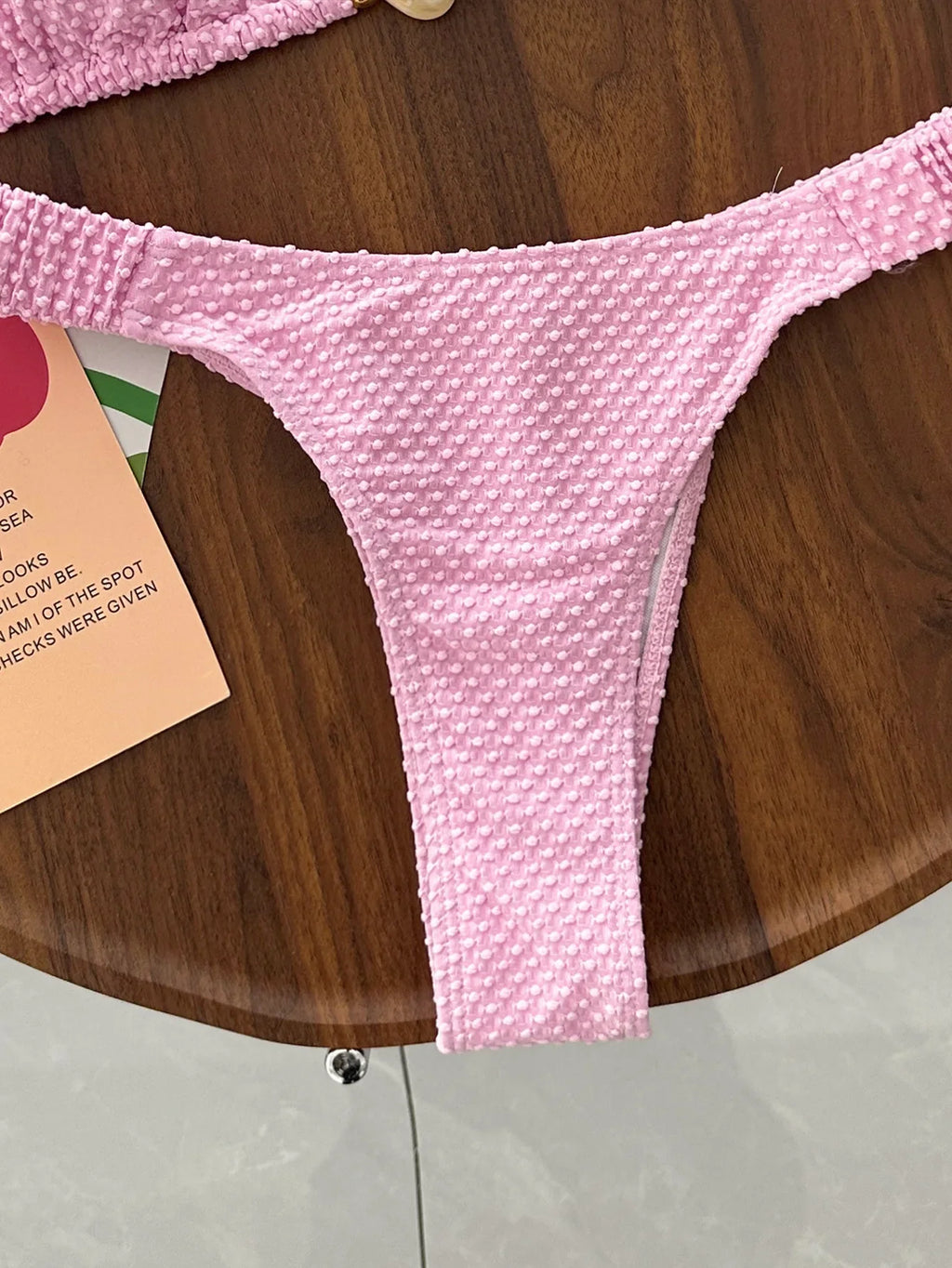 Wrinkled Crinkled Halter Beads Bikini Female Swimsuit Women Swimwear Two-pieces Bikini Set Brazilian Bather Bathing Suit Swim