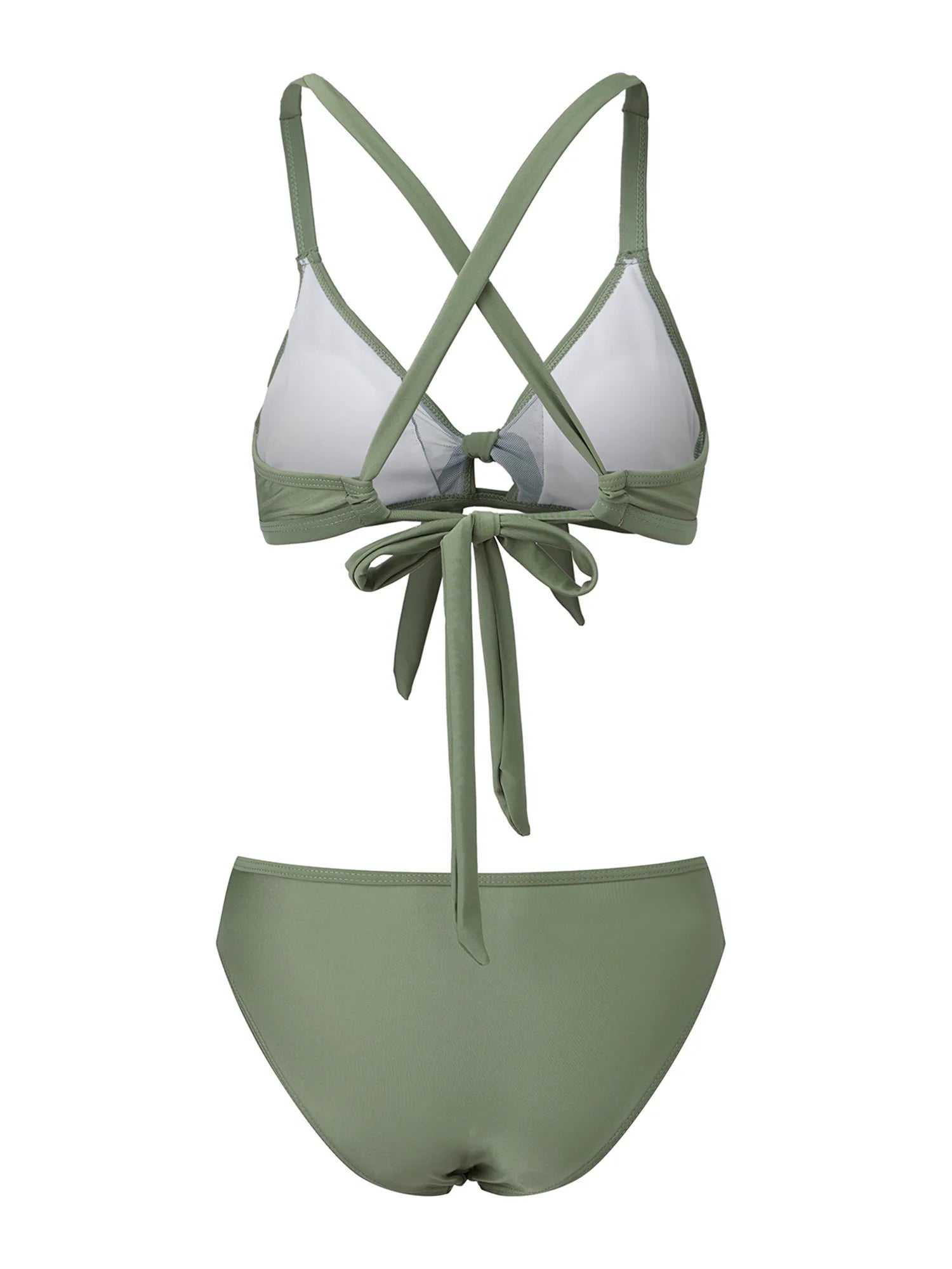 Women 2 Piece Bikini Set Fashion Solid Color Sleeveless Tie up Front Bra and Low Waist Briefs Summer Holiday Bathing Suit