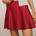 Silk Satin Women Elegant Mini Skirts Summer Lace Trim High Waist Mini Bow Silk A-Line Skirt Fashion Casual Streetwear