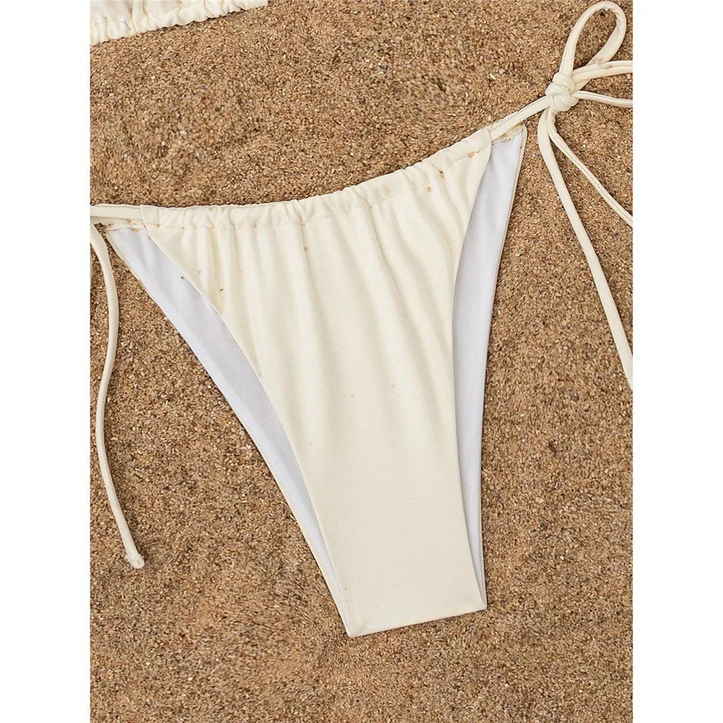 Coconut tree Printed Halter Bikini Female Swimsuit Women Swimwear Two-Pieces Bikini Set Padded Bather Bathing Suit Swim V7308
