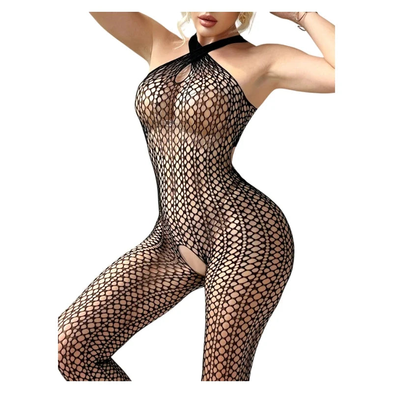 Sexy Woman Lingerie Hot Fishnet Bodystocking Erotic  Nightdress Crotchless Sexy Women's Underwear Lace Bodysuit Cosplay Costume