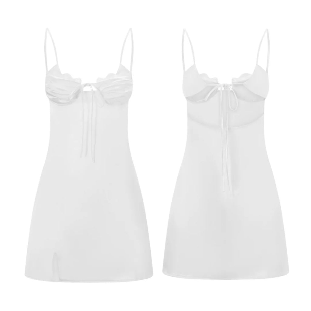 Summer Women´s Lace Trim Corset Sling Dress Sleeveless Tie Up Backless Skinny Split Dress for Party Sexy Retro Clubwear