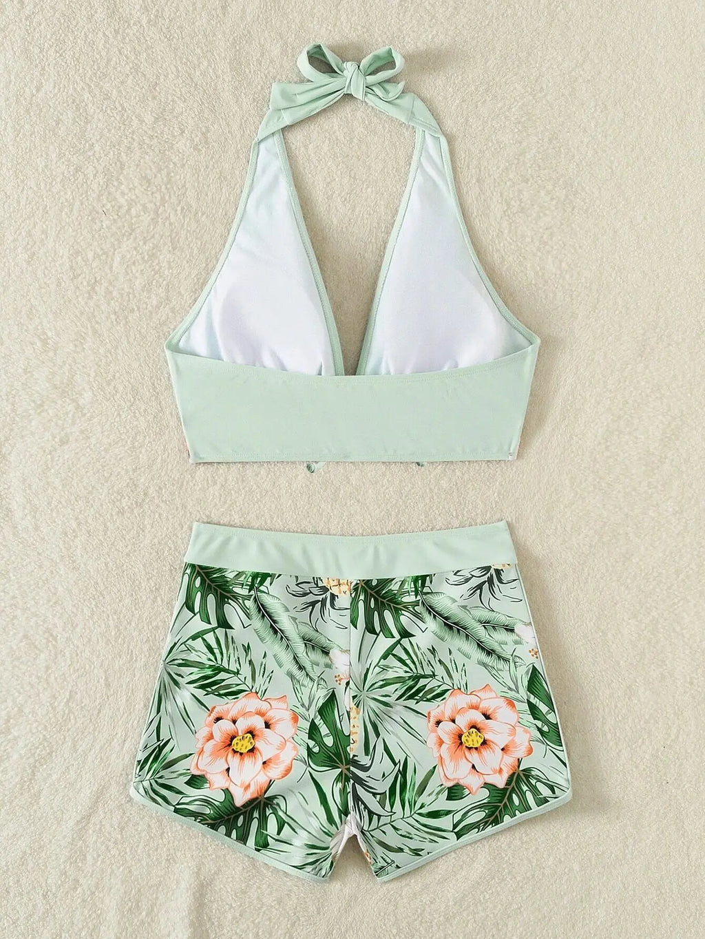 Halter Bikinis 2026 Women Printed Swimsuit Shorts High Waist Swimwear Female Bathers Swimming Bathing Suit Summer Beachwear