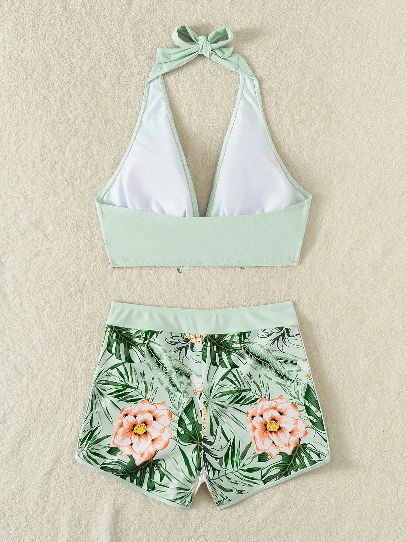 Halter Bikinis 2026 Women Printed Swimsuit Shorts High Waist Swimwear Female Bathers Swimming Bathing Suit Summer Beachwear