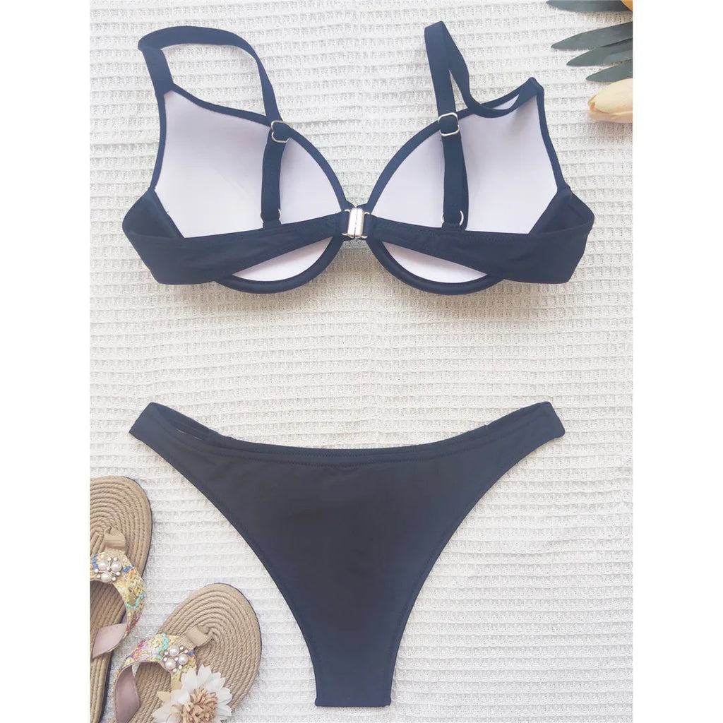 Sexy Underwired Bra Cup High Leg Cut Bikini Women Swimwear Female Swimsuit Two-Pieces Bikini Set Bather Bathing Suit Swim V3151