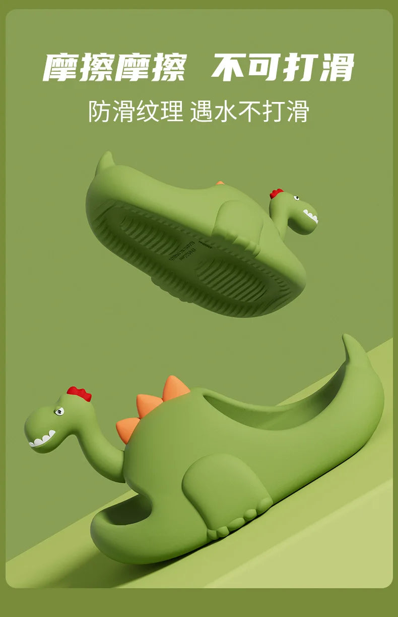 Women Dinosaur Slippers Summer Outdoor Indoor Shoes Soft Sole Non Slip Funny Slides Parent Children Home Floor Footwear