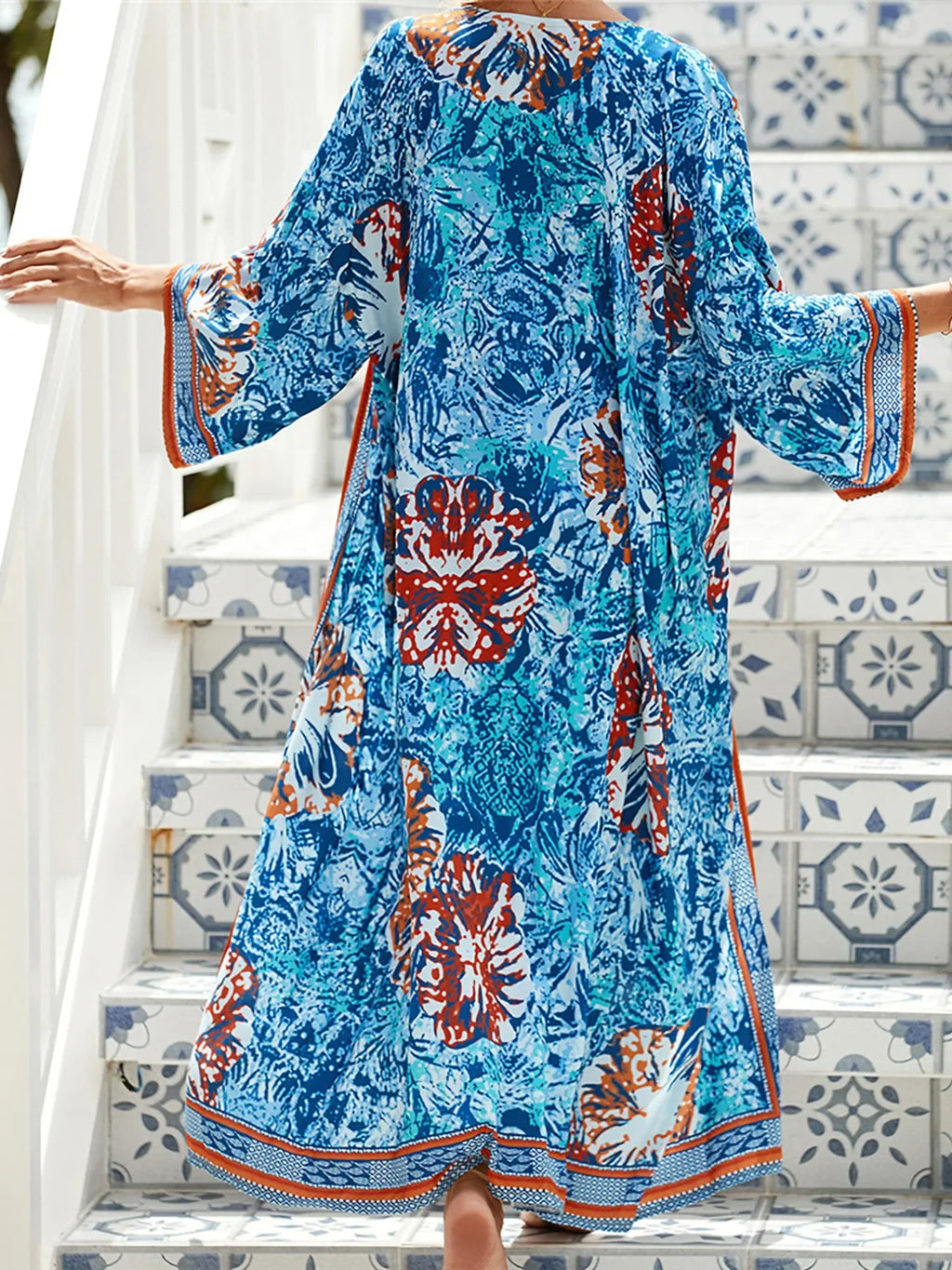 13 Colors Printed With Belt Crochet Knitted Tunic Beach Cover Up Cover-ups Beach Dress Beach Wear Beachwear Female Women K7201