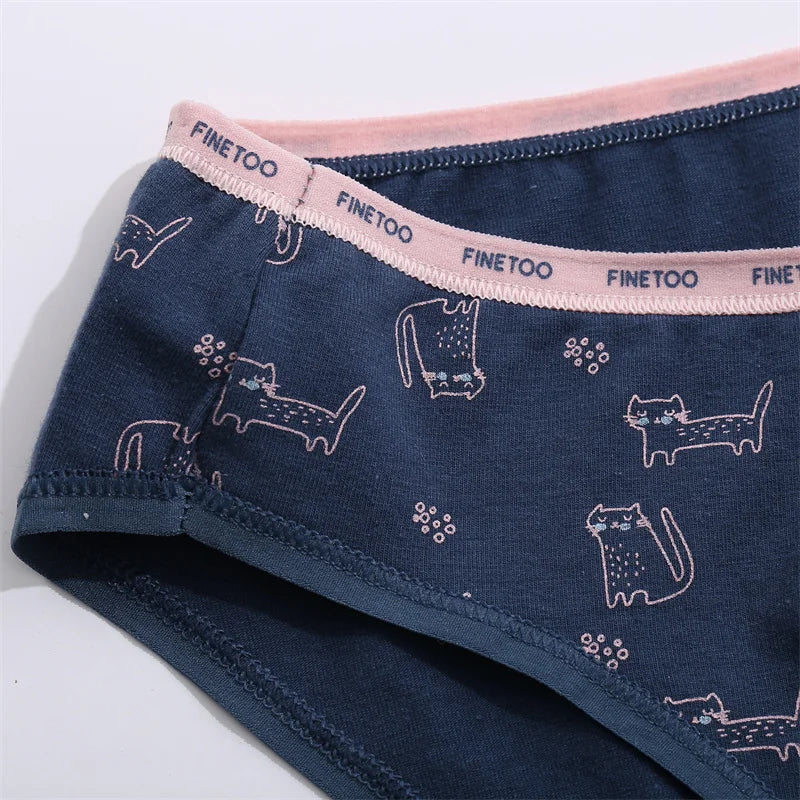 Women Printing Floral Panties 3Pcs/set Low-Rise Cotton Briefs Female Comfortable Underwear Female Soft Panties Lingerie M-2XL
