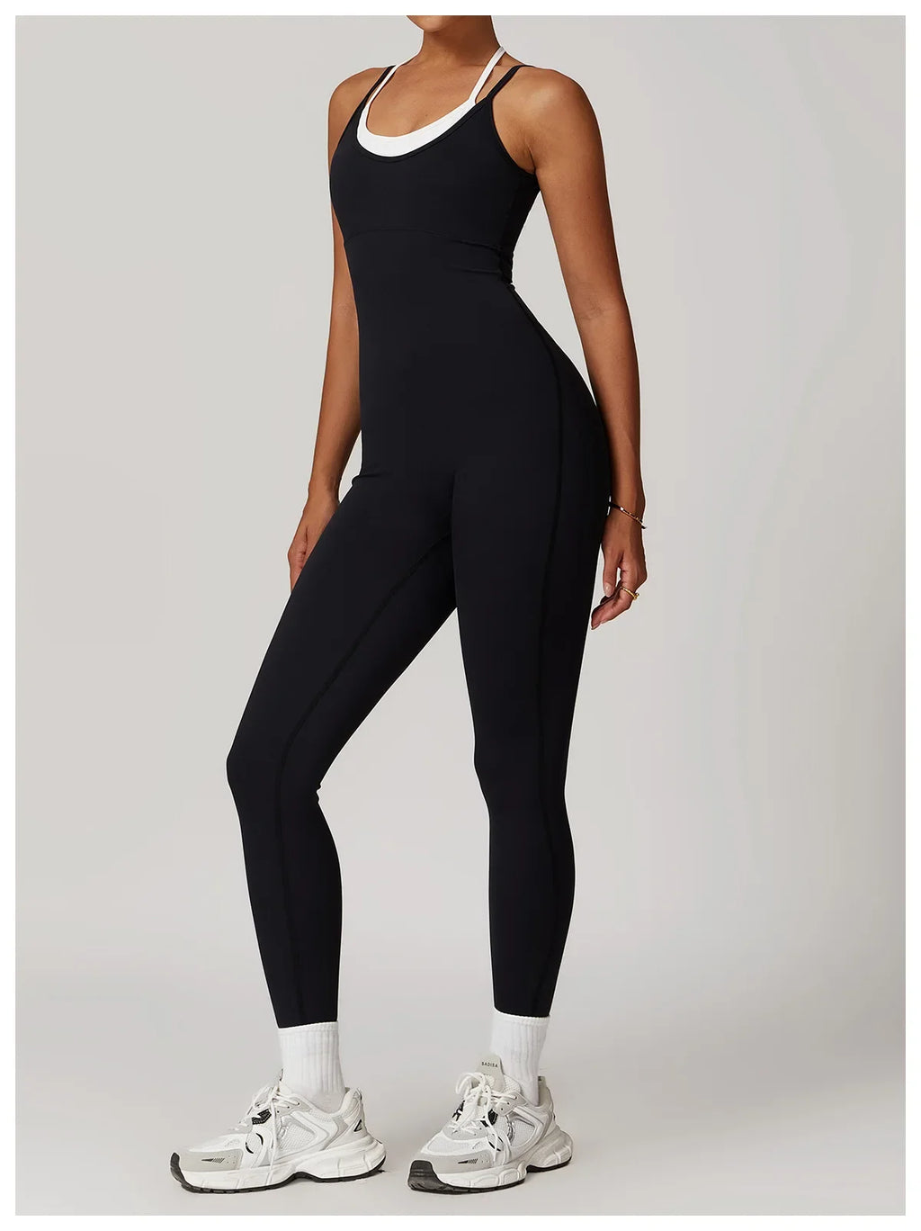 Yoga Jumpsuit Fake two color contrast halter sport jumps Women Push Up Gym Fitness Overalls Sport Outfit Sportswear Clothes 8843