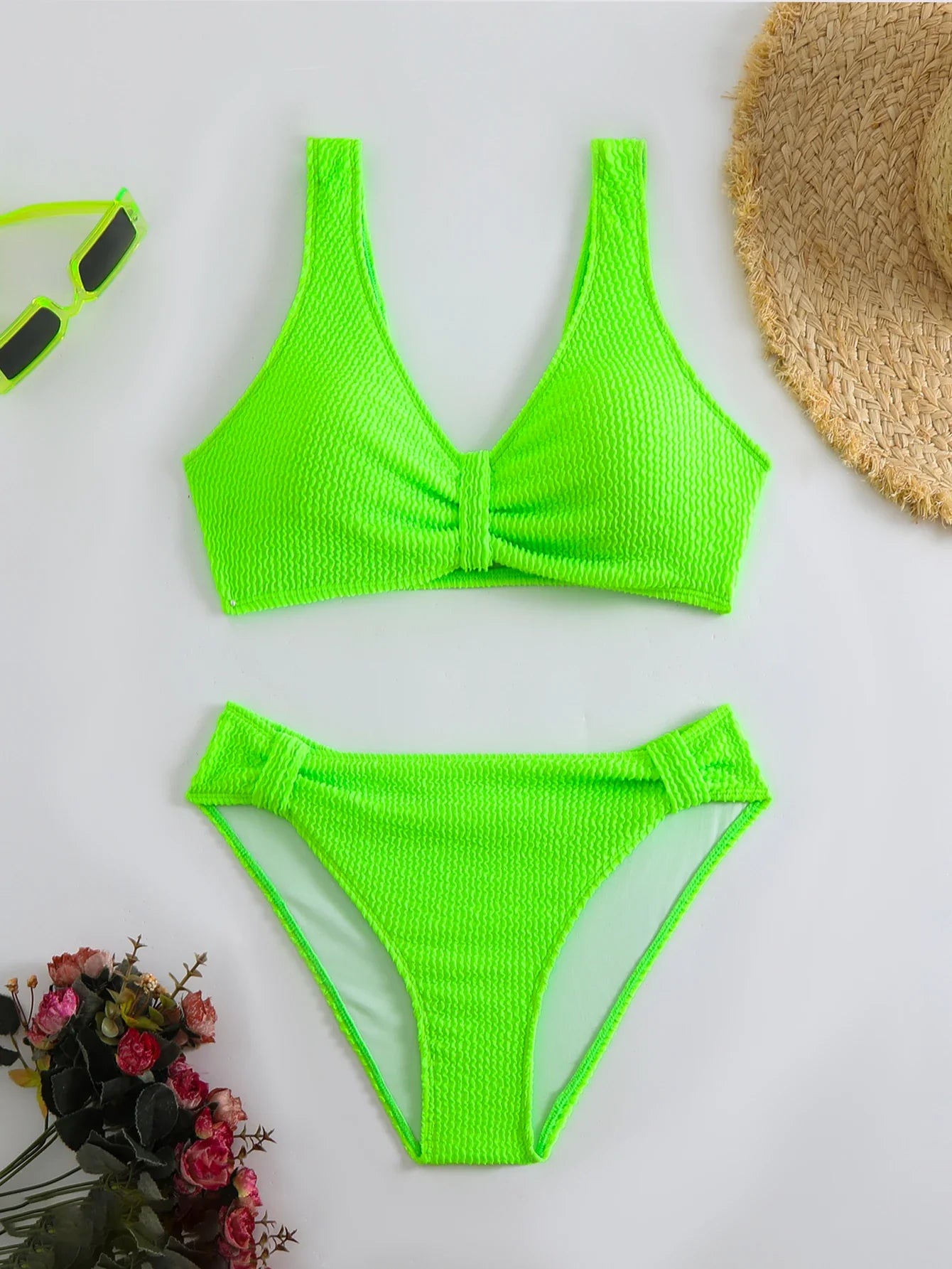 High Waist Bikini 2026 Women Sporty Swimsuit Solid Sexy Striped Swimwear Female Bathers Bathing Swimming Swim Suit Beachwear