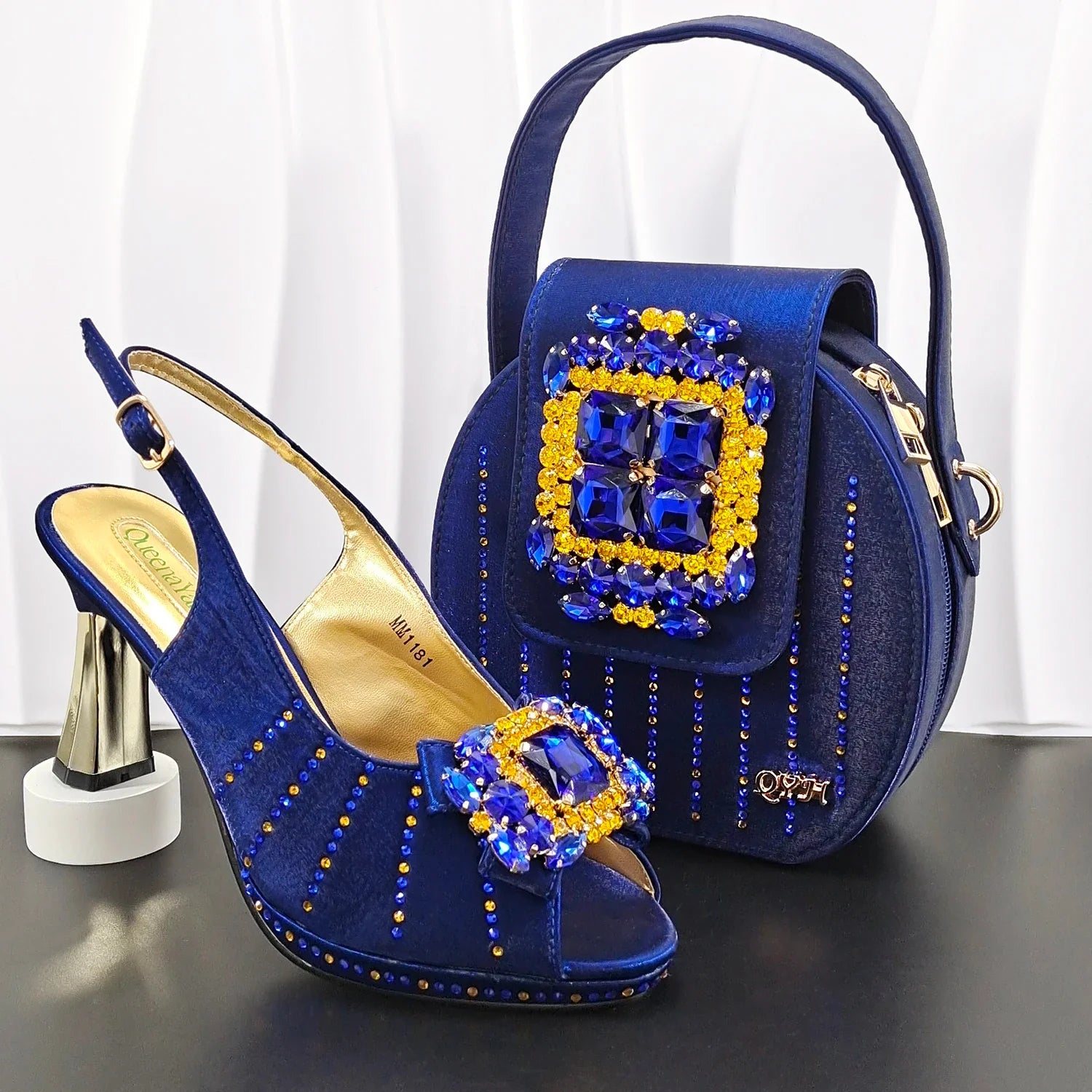 Doershow African fashion Italian Shoes And Bag Sets For Evening Party With Stones SILVER Italian Handbags Match Bags! 1-1