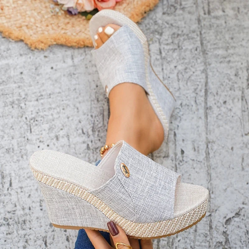 Vinatge Chunky Platform Sandals Women 2026 Summer Peep Toe Wedges Slippers Woman Plus Size 42 Thick High Heels Sandles Female