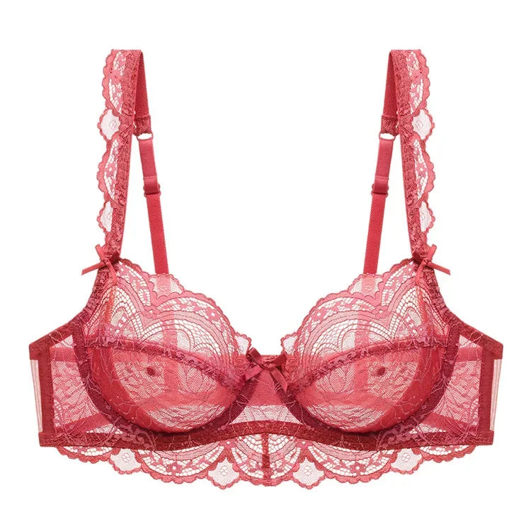 Logirlve Ultrathin Bra Transparent Brassiere Sexy Underwear Plus Size Cup Embroidery Women Lingerie Lace Bras Hollow out