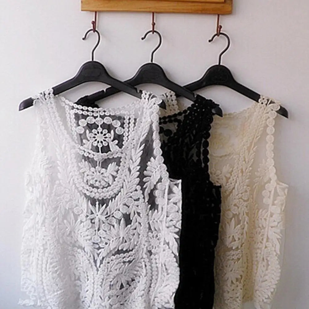 Women's Sleeveless Lace Tank Top Sexy Embroidery Hollow-out Floral Crochet Shirt Tank Tops for Women 2025