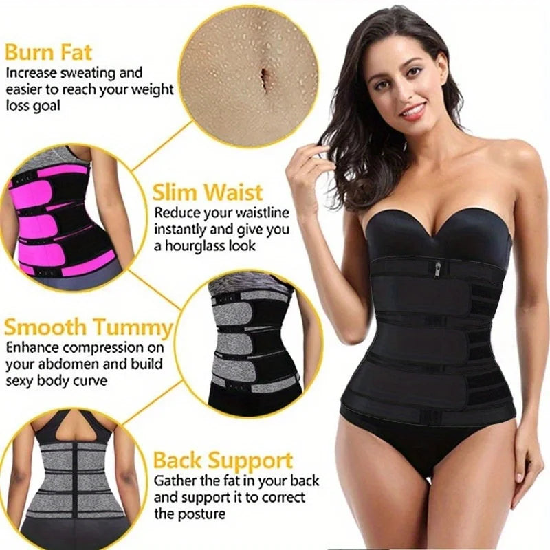 Women Postpartum Triple Belts Waist Trimmer - Tummy Control Body Shaper Girdle Slimming Fat Burning Sheath Belt