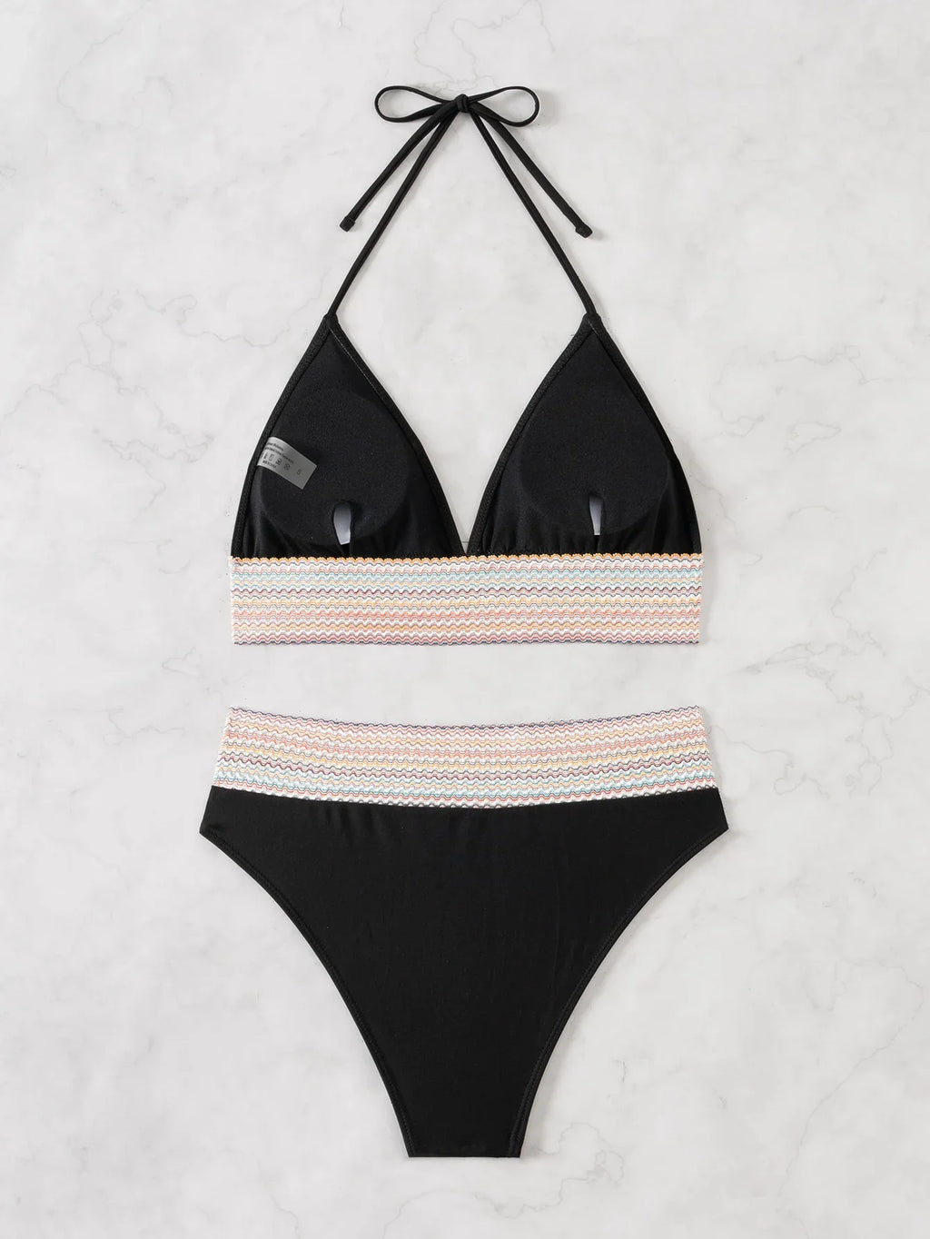 ZTVitality Sexy Patchwork 2 Piece Bikini Set Women's 2024 New Arrival Padded Bra Halter Backless Swimsuit Women Swimwear Summer
