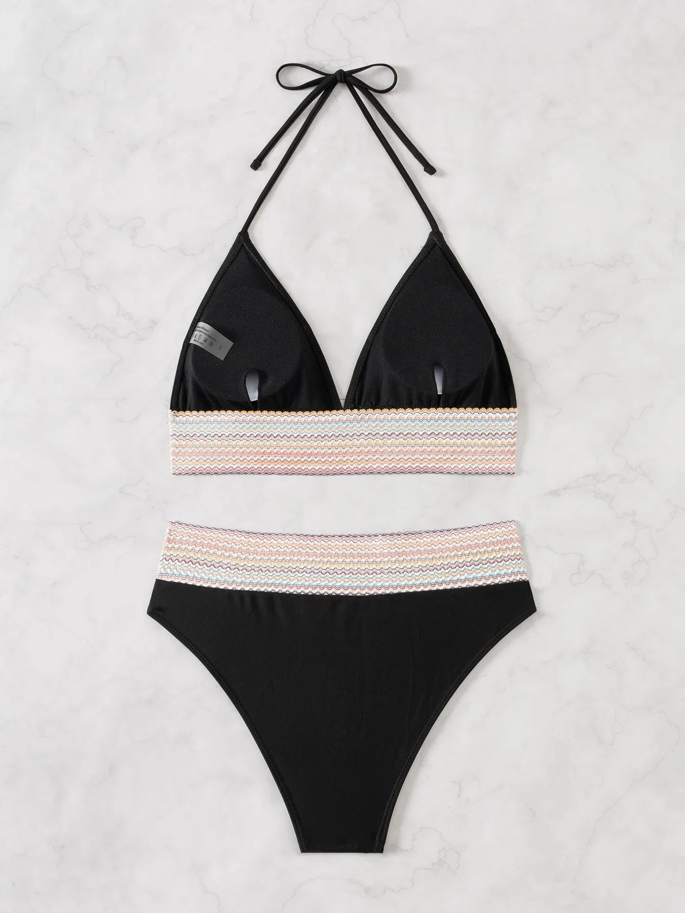 ZTVitality Sexy Patchwork 2 Piece Bikini Set Women's 2024 New Arrival Padded Bra Halter Backless Swimsuit Women Swimwear Summer