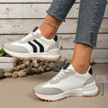 2026 Spring Stripe Thick Sole Sneakers Women Comfortable Anti Slip Platform Sport Sneakers Woman Casual Lace Up Running Shoes