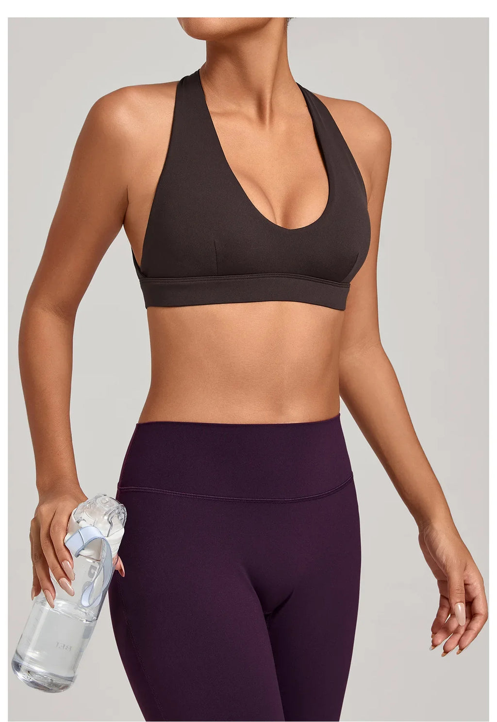 Sports Bra Gathered Neck Hanging Style Backless Tight Yoga Bra Women's Top Fitness Outdoorsports Pilates Training Gym Workout