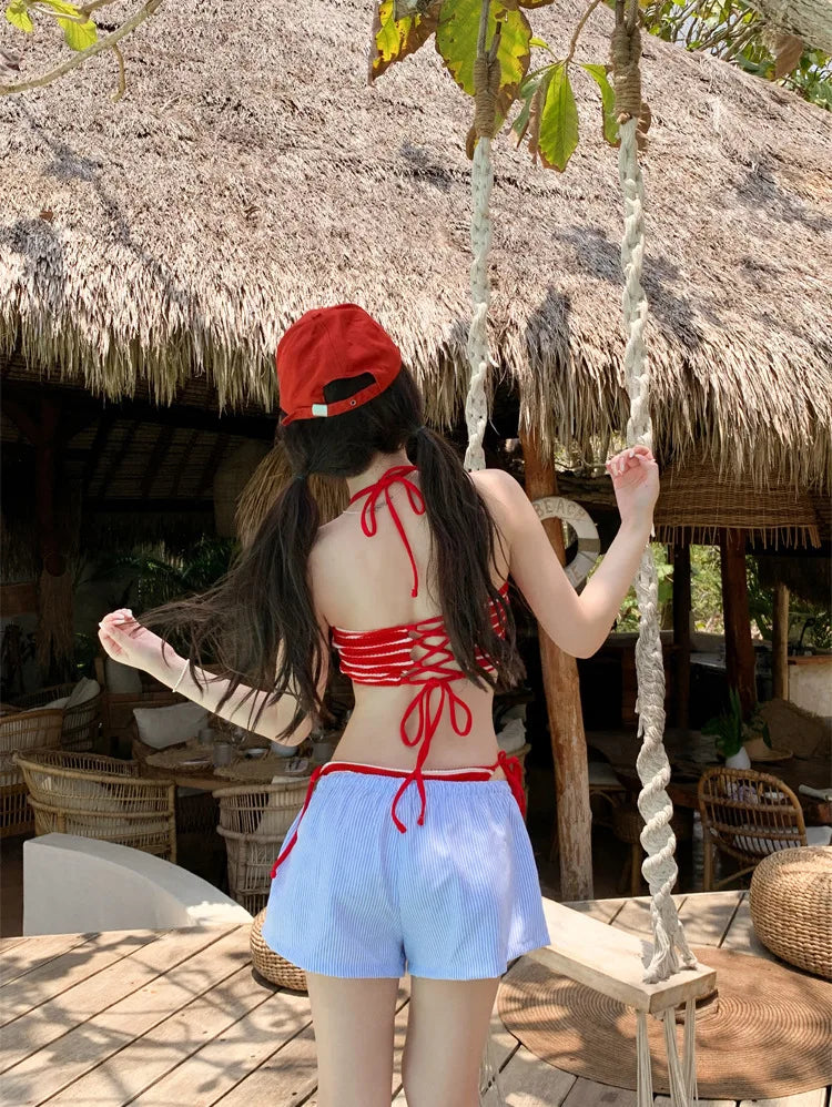 New Split Swimsuit for Women, Bikini, Spicy Girl, High-end, Sexy Sweet, Hanging Neck, Strapless, Hanging Neck, Vacation Swimsuit