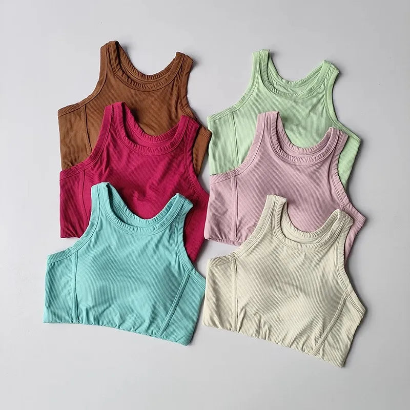Women's sports bra vest yoga suit, shock resistant running, fitness training, quick drying one-piece vest