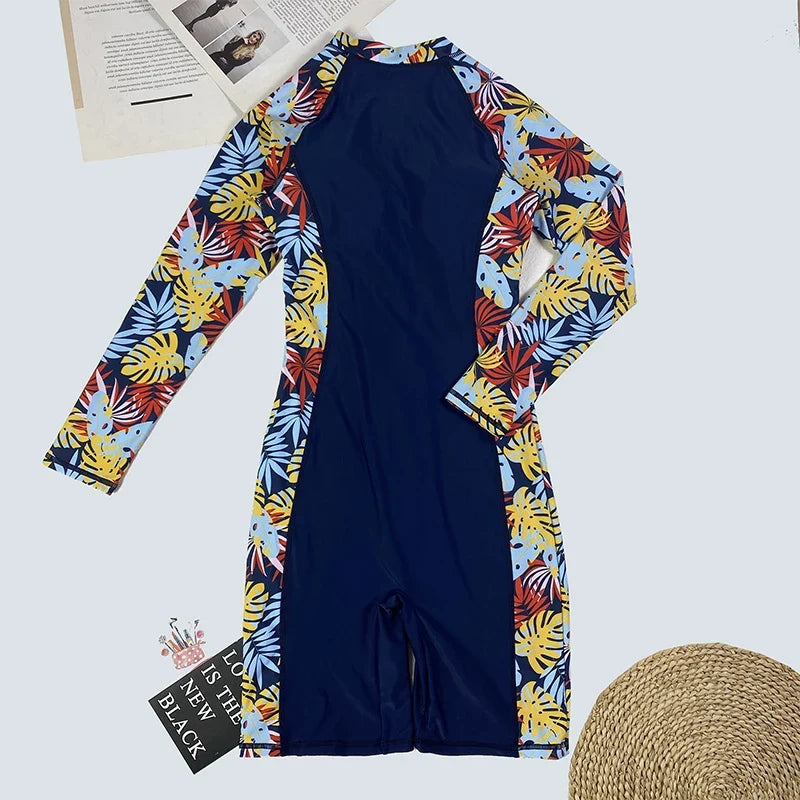 Women's Long Sleeve Rashguard Swimsuit One Piece pro Sports 2025 Femme Swimwear Boyleg Knee-Length Surf Beach Wear Bathing Suit