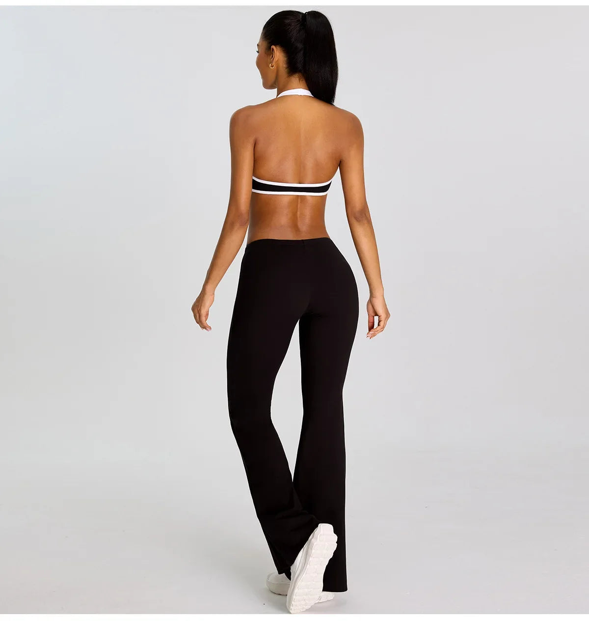 Breathable Yoga Suit for Women Color Contrast Shockproof Sports Bra Drawstring High Waist Pants Gym Running Fitness Suits