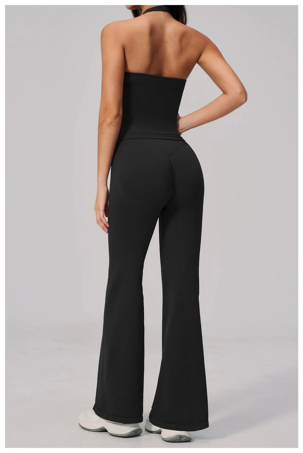 V-neck Yoga Sets Women Seamless Slimming Sports Tank Top High Waist Wide Leg Pants Fitness Suit Outwear Gym Running Tracksuit