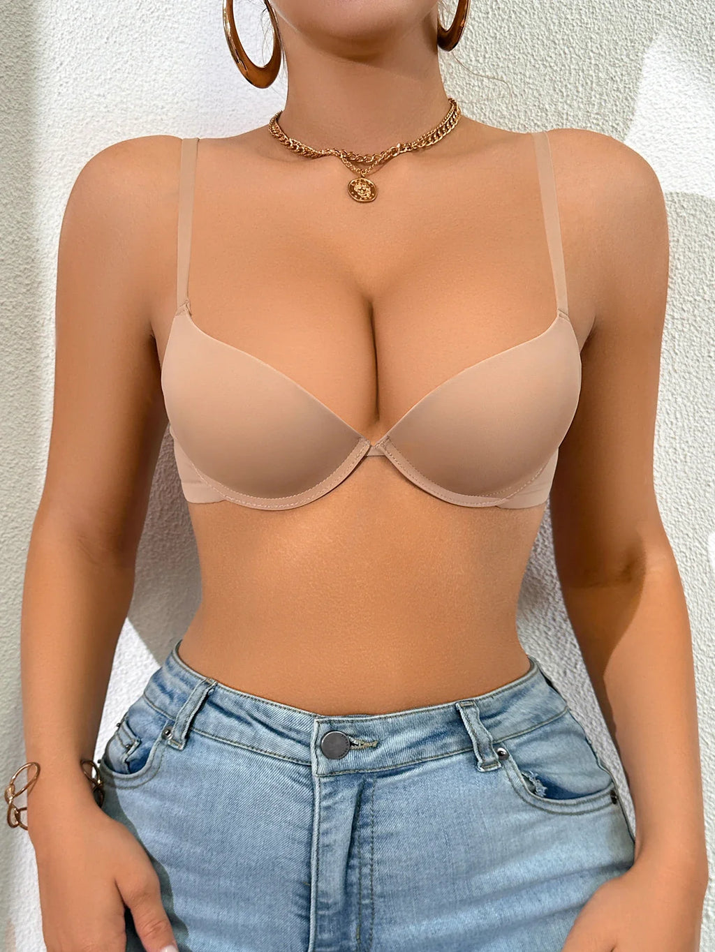 Everyday Women's Solid Basic Bra Padded Push-Up Bra Seamless Enhanced Cleavage Women's Underwear