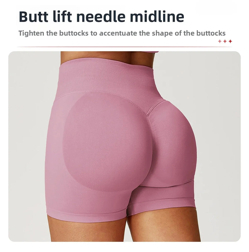 High Waist Shorts Seamless Yoga Shorts Workout Fitness Lift Peach Butt Fitness Tight Gym Running Body Shaper Pants Ribbed Shorts