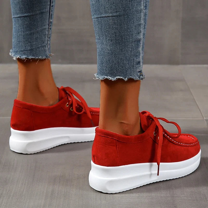 Yellow Lace Up Thick Bottom Sneakers Women Lightweight Wedges Platform Sport Shoes Woman Plus Size 43 Anti Slip Walking Shoes