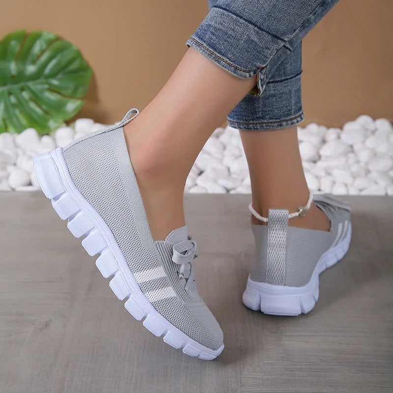 Fashion Striped Knitted Flats Women 2025 Summer Soft Sole Non Slip Walking Shoes Woman Plus Size 36-43 Low Heel Loafer Female