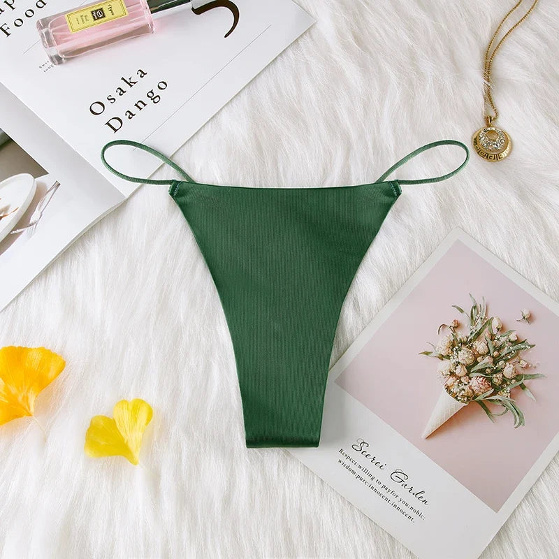 Women Panties G String Sexy Thong Seamless Underwear Ice Silk T Back Butterfly Briefs Girls Low Waist Lingerie Plus Size S-XL