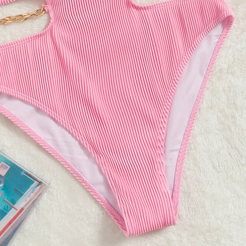 Sexy Ribbed Underwired Bra Cup Female Swimwear One Piece Swimsuit Women Backless Monokini High Cut Bathing Suit Swim Bodysuit