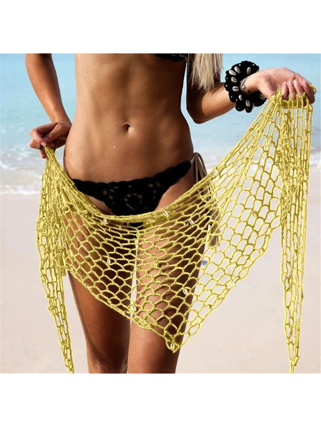 7 Colors Hollow Out Crochet Knitted Sarong Pareo Beach Cover Up Cover-ups Beach Dress Beach Wear Beachwear Female Women V7010