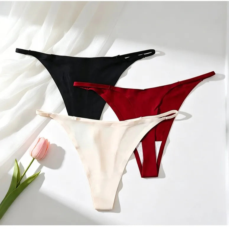 New Sexy Thin Ice Silk Women's Briefs Low Waist Invisible Yoga Fitn Sports Underwear Pure Color Ladies Thong Panties