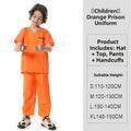 Halloween prison uniforms, prisoner costumes, children's orange prison uniforms for masquerades, black and white striped prisone