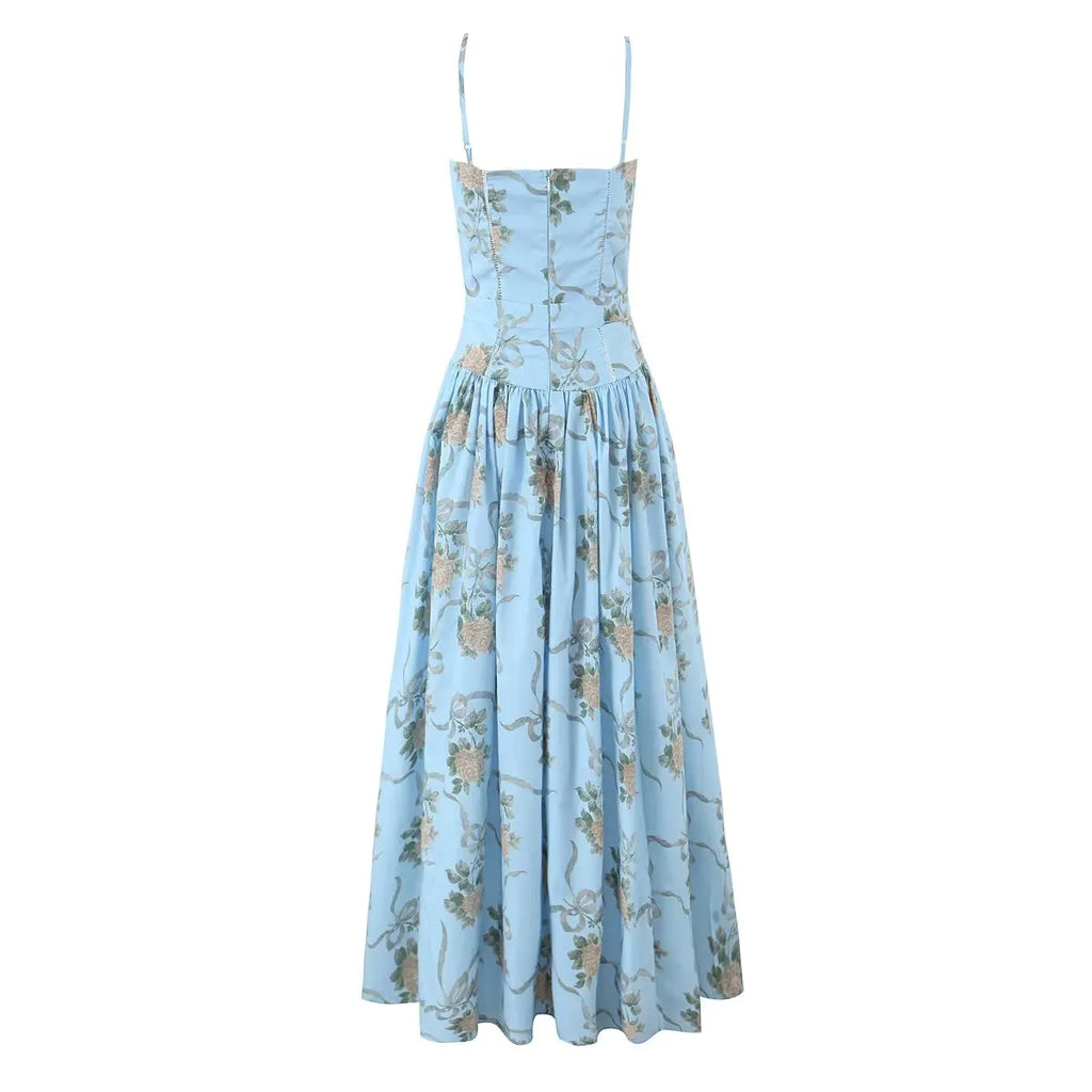 Summer Spring Floral Printed Women's Dress Elegant Retro Boho Party Dresses Elegant Vinatge A-line Maxi Vestidos 2025 New In