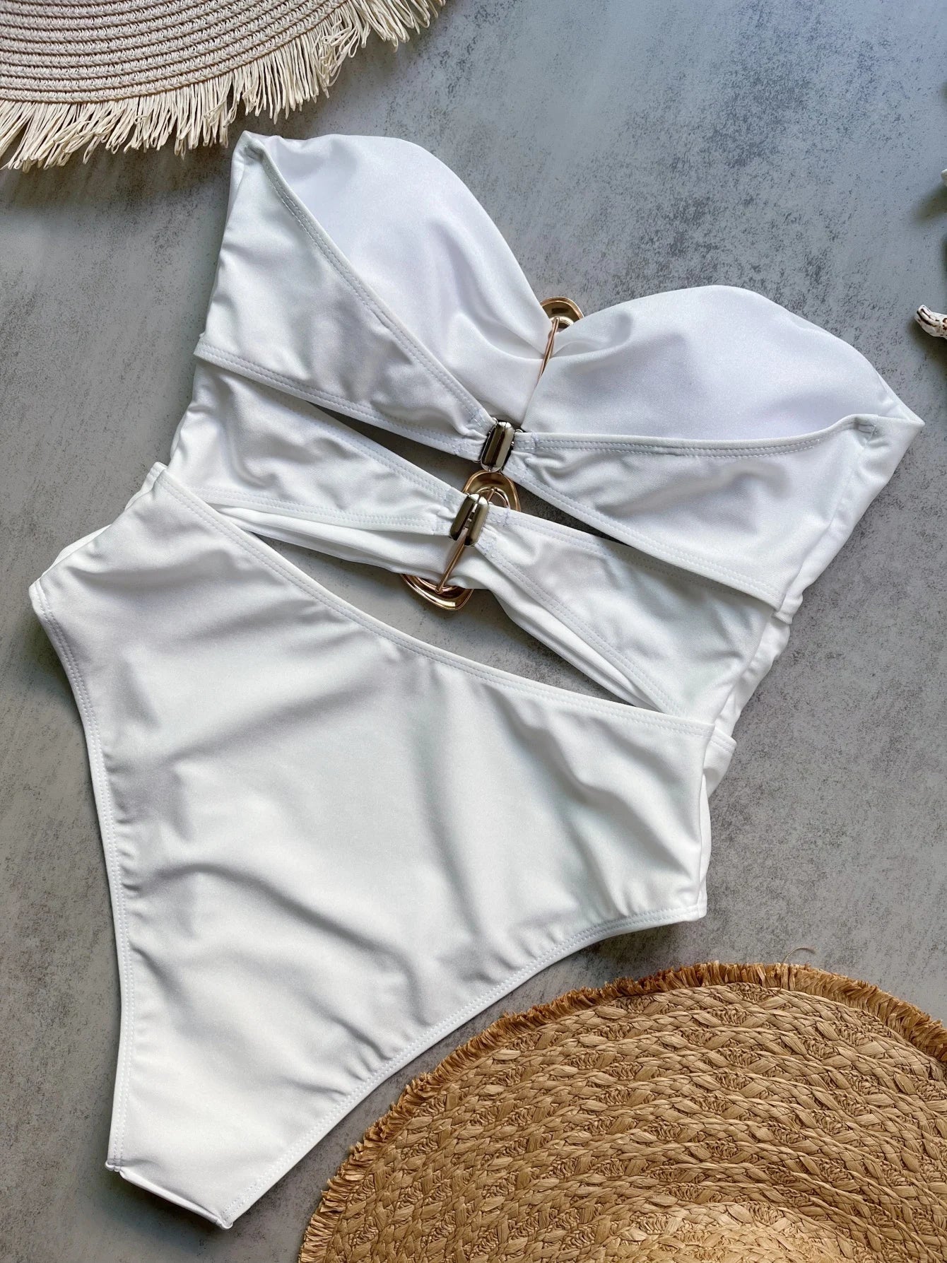 Sexy Red One Piece Swimwear Women Removable Shoulder Strap Ring Linked Bikini Monokini 2026 Backless Hollow Out Beach Swimsuit