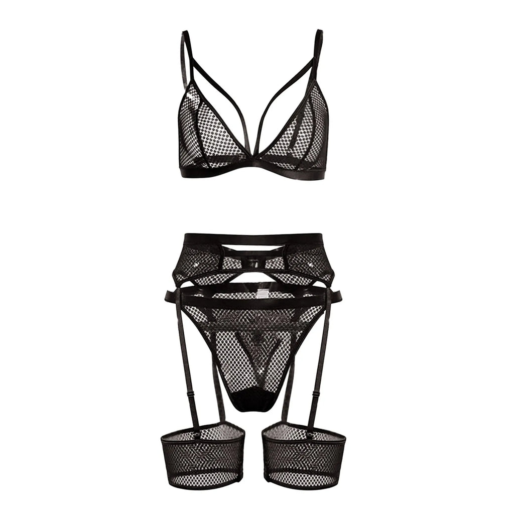 women intimates sexo sheer lace bra+ garter belt+G-string thong sexy lingerie erotic hot bra briefs set