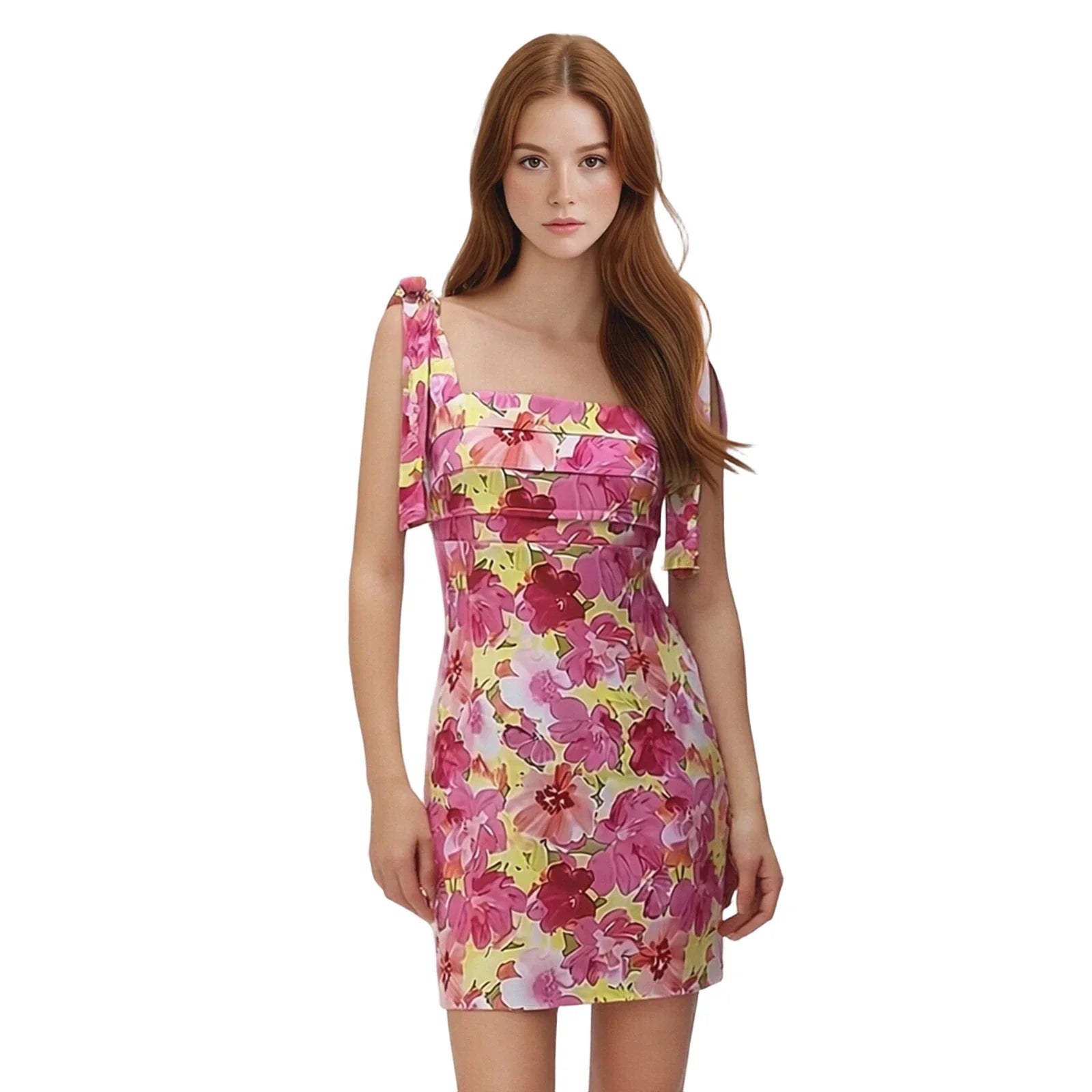 Women Casual Stylish Sleeveless Tie Shoulder A Line Dresses Summer Floral Print/Solid Color Satin Mini Dress