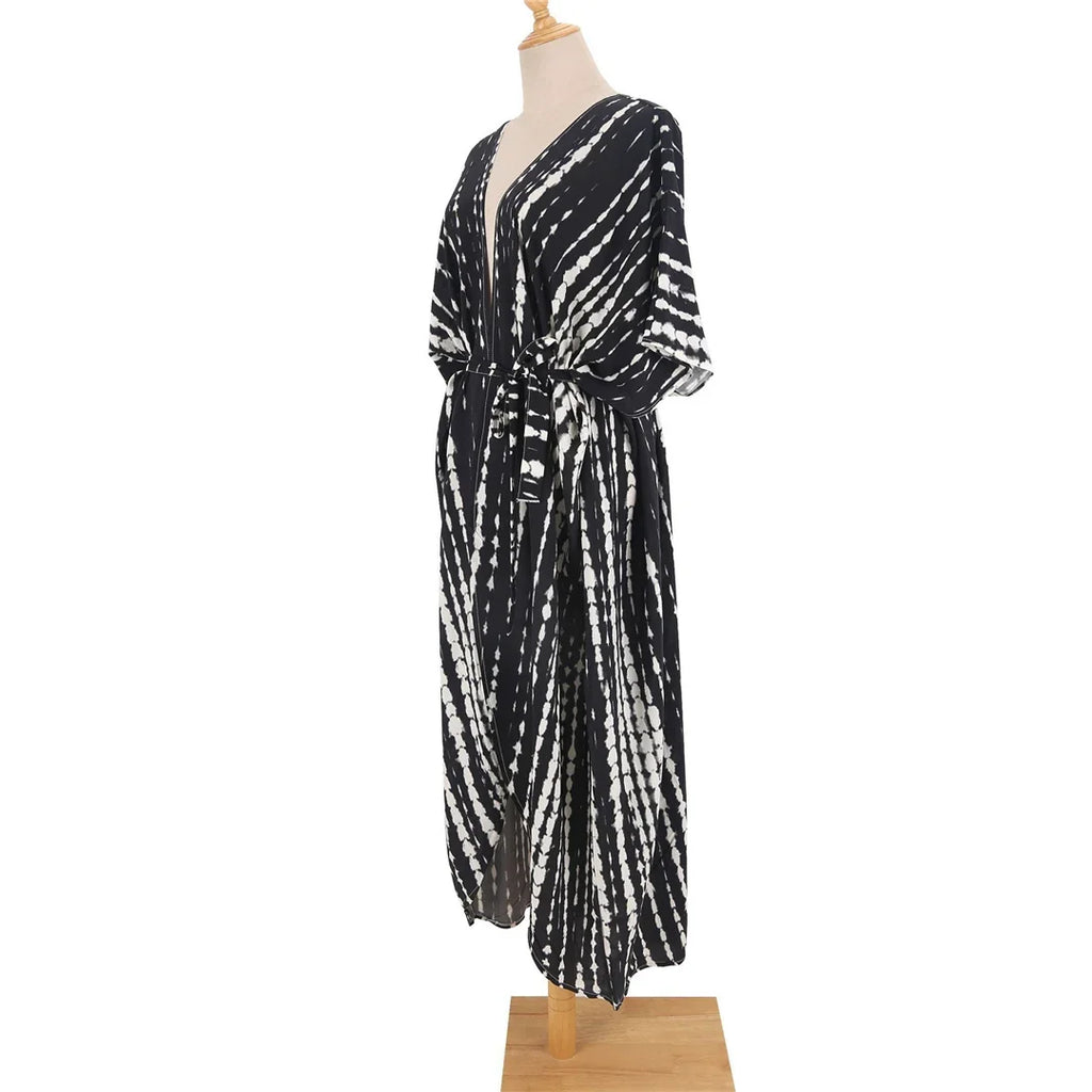 17 Colors Leopard Printed Colorful With Belt Tunic Cover-ups Beach Dress Beach Wear Beachwear Female Women Beach Cover Up V4510L