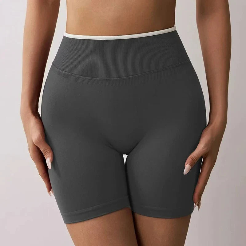 Women's High-Waisted Seamless Yoga Sports Shorts Hip-Lifting Knitted Peach Pants Summer Training Fitness Wear