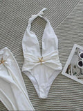 DEKA Deep V Neck Swimwear Women Summer One Piece Swimsuit Backless Beach Wear Bathing Suit White Black Bodysui