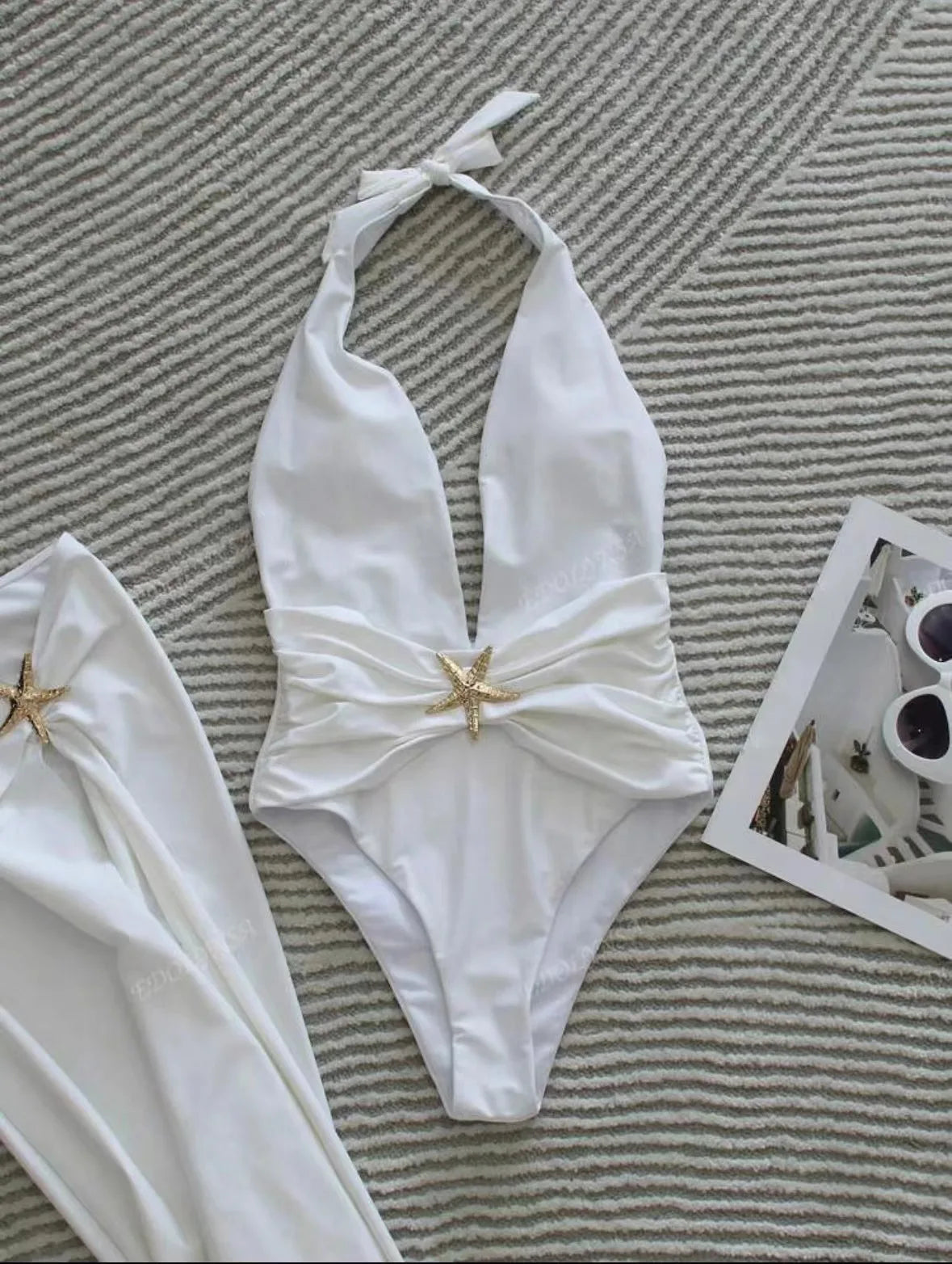 DEKA Deep V Neck Swimwear Women Summer One Piece Swimsuit Backless Beach Wear Bathing Suit White Black Bodysui