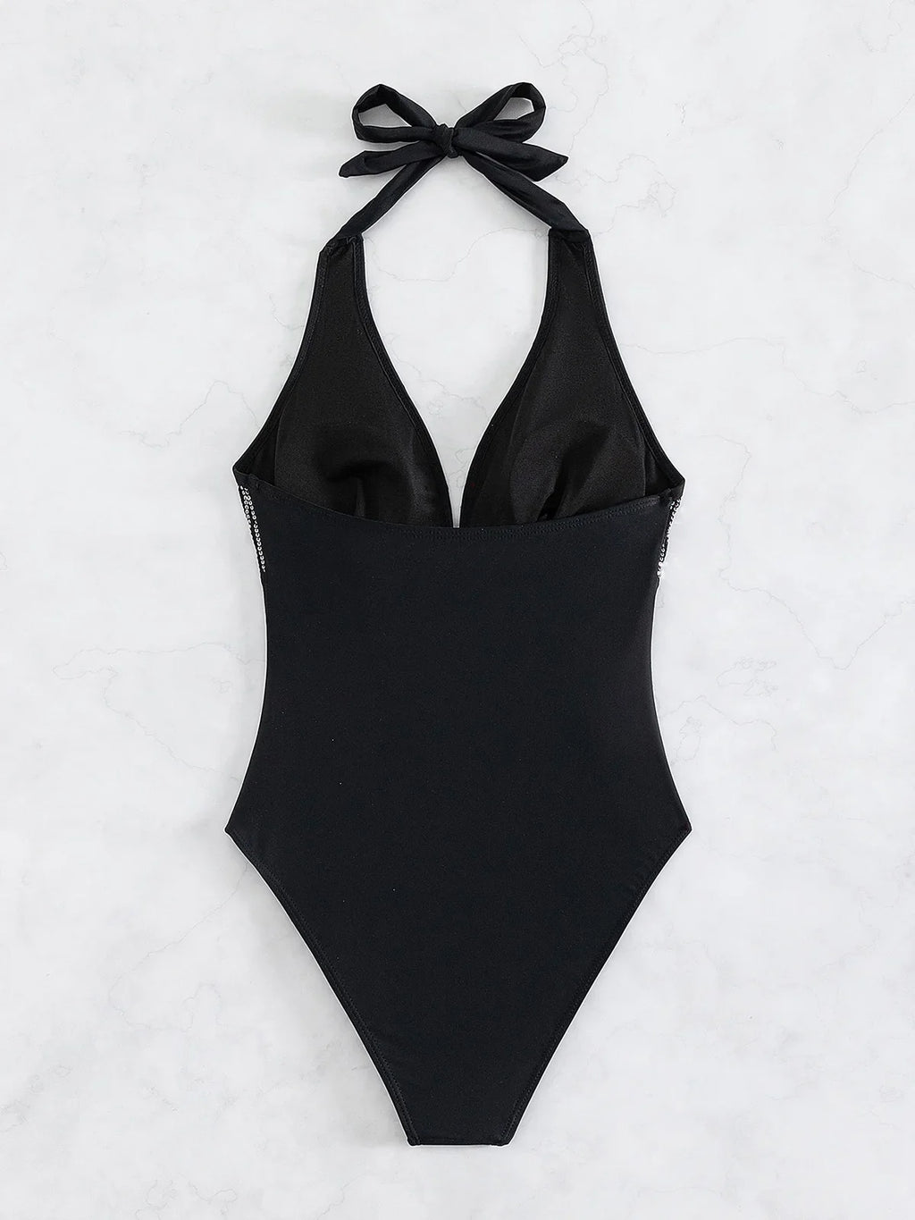 Sexy Shiny Sequins Deep V Backless Monokini Halter Women Swimwear One Piece Swimsuit Female Bather Bathing Suit Swim Lady K4996