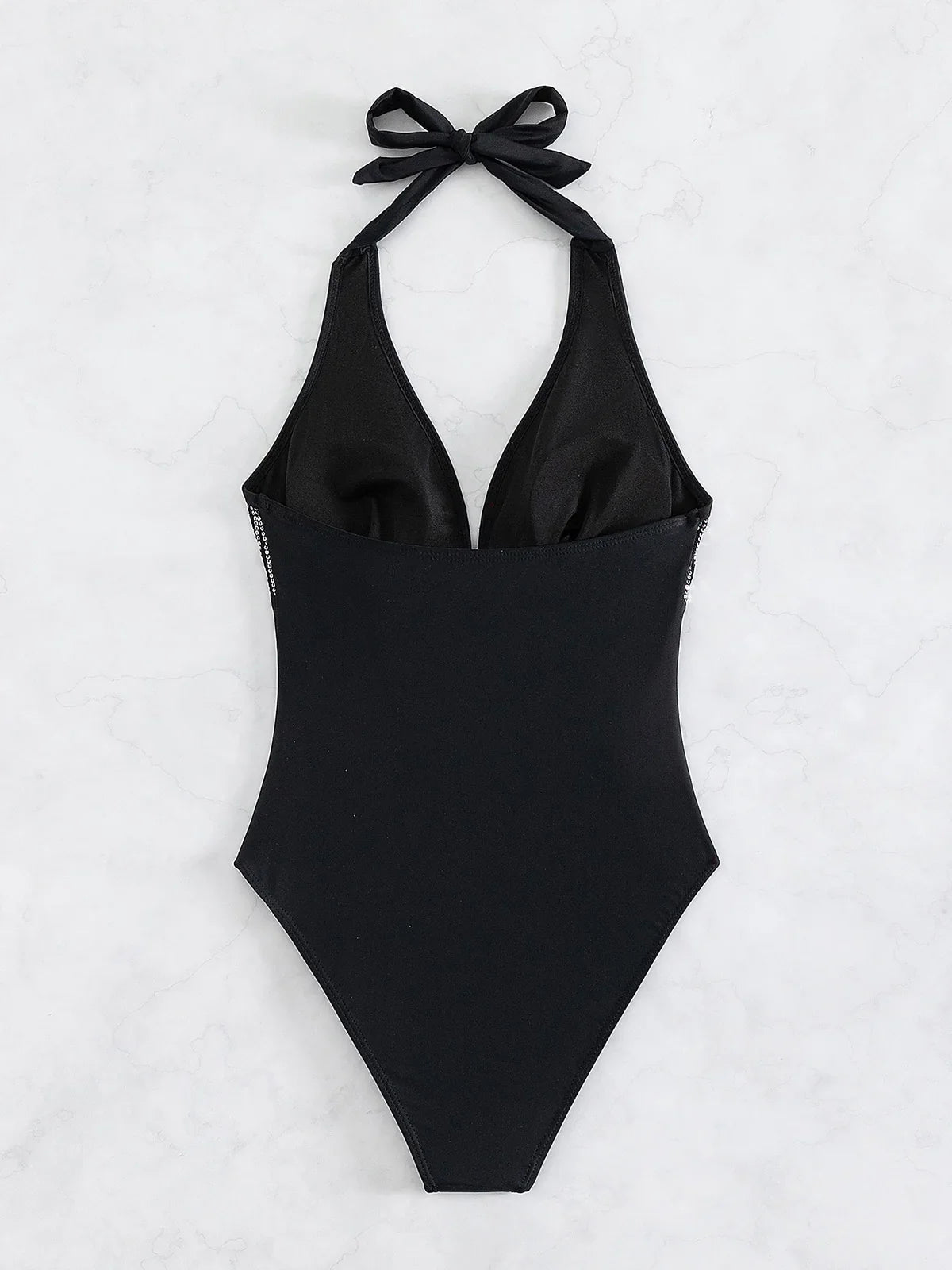 Sexy Shiny Sequins Deep V Backless Monokini Halter Women Swimwear One Piece Swimsuit Female Bather Bathing Suit Swim Lady K4996
